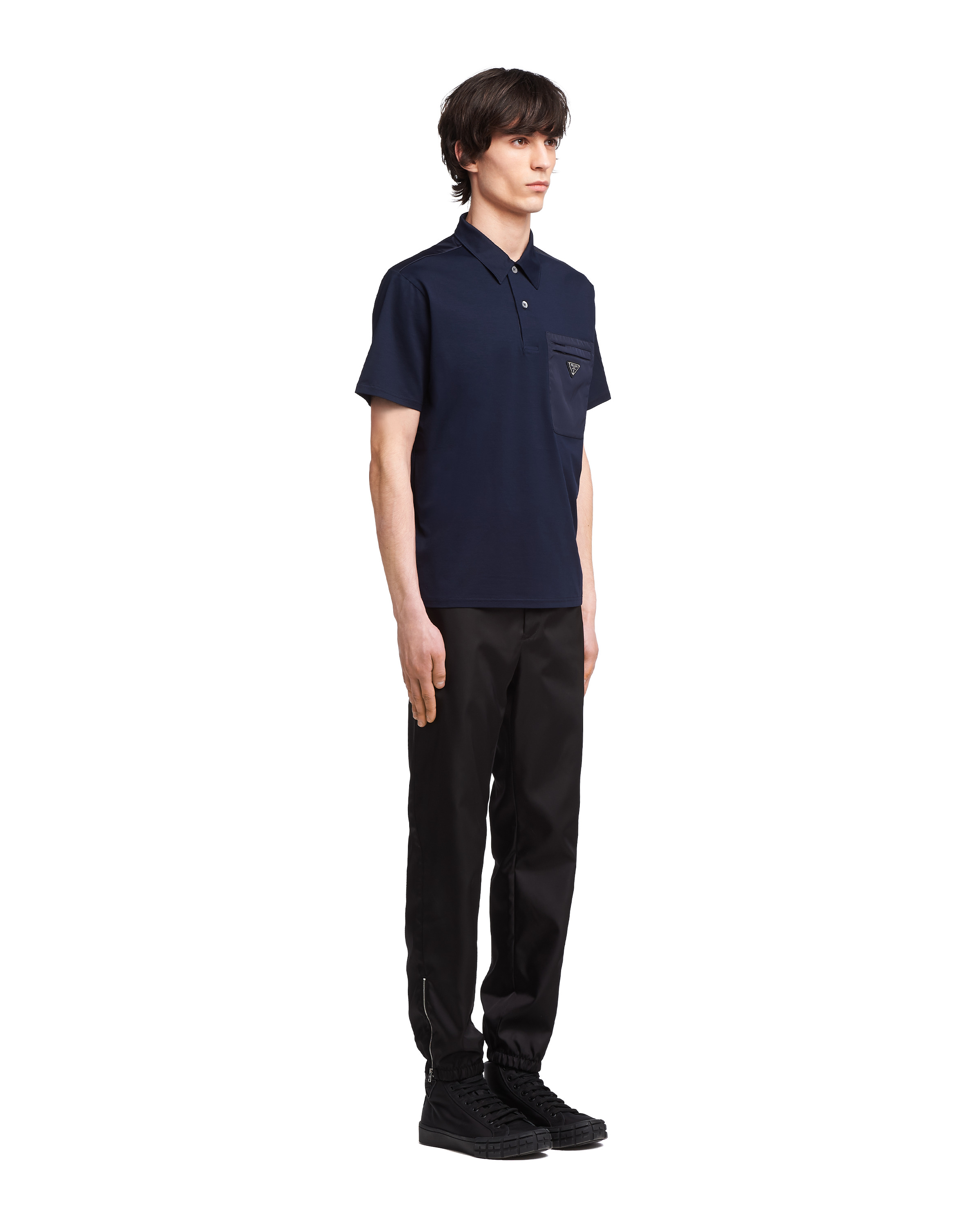 Stretch cotton polo shirt with nylon details - 3