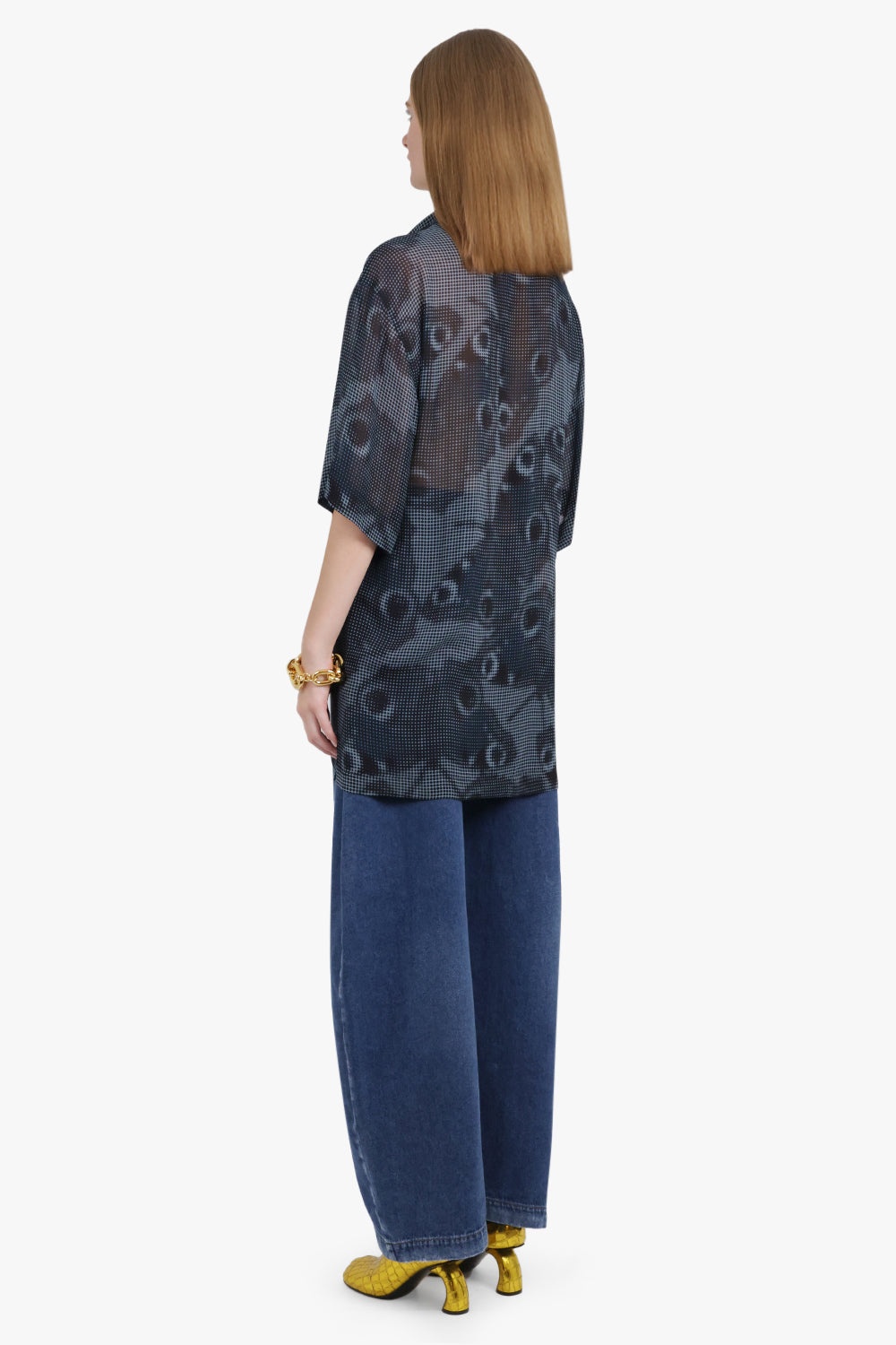 GRAPHIC ABSTRACT PRINT S/S RELAXED SHIRT | PETROL BLUE - 6