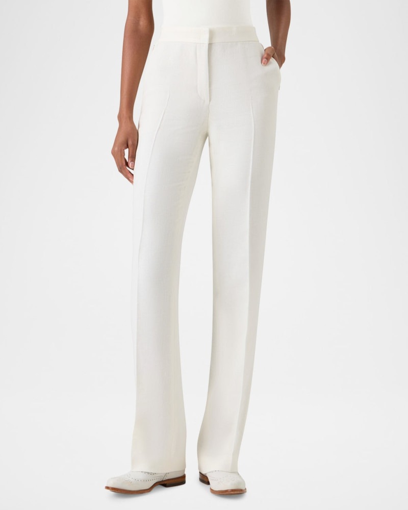AKRIS Carl Linen-Wool Straight-Leg Pants outlook
