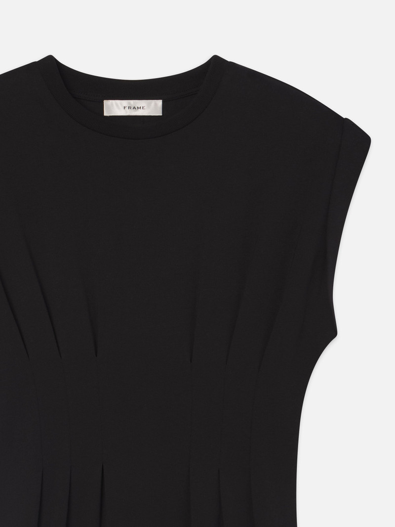 FRAME The Jersey Nipped Dress in Black outlook
