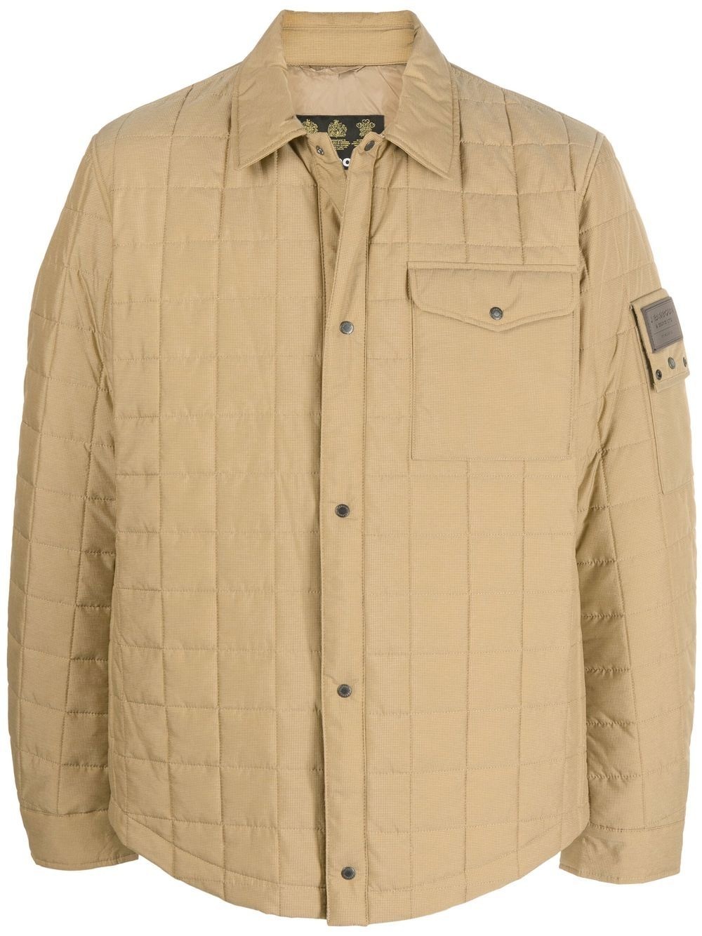 logo-patch quilted shirt jacket - 1