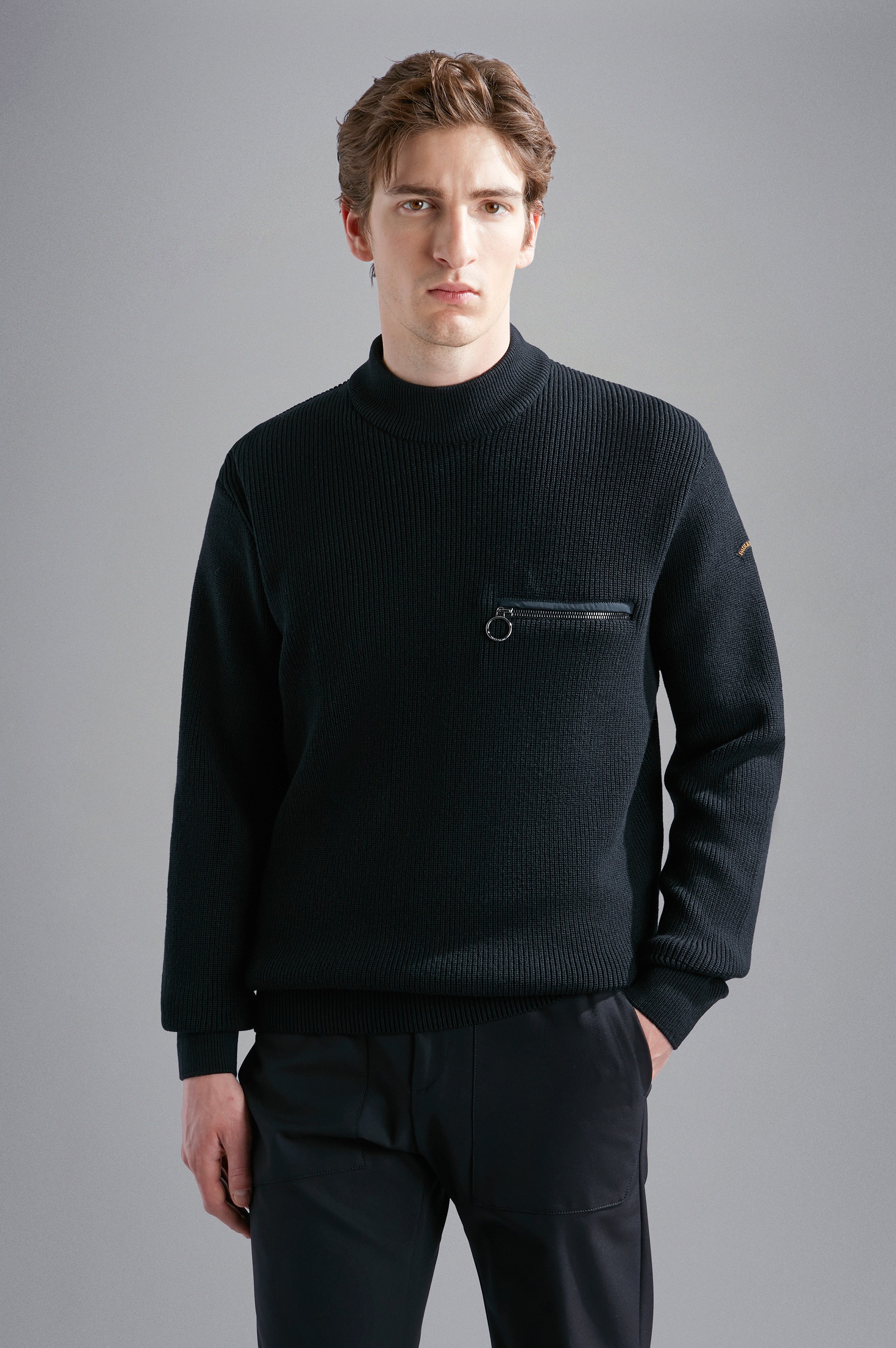 RIBBED WOOL PULLOVER WITH POCKET - 6