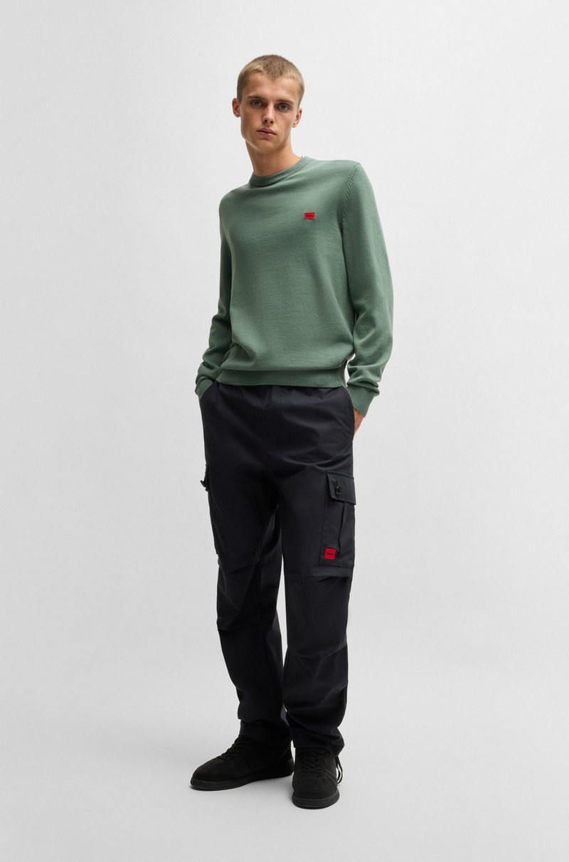 HUGO KNITTED COTTON SWEATER WITH RED LOGO LABEL outlook