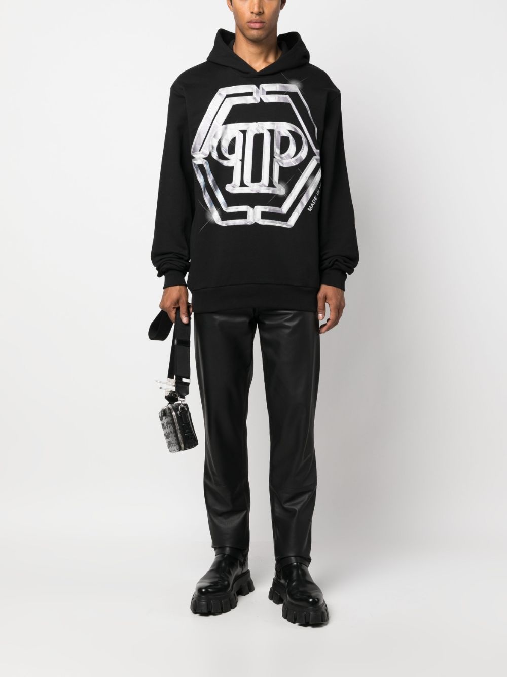 logo-print cotton hoodie - 2