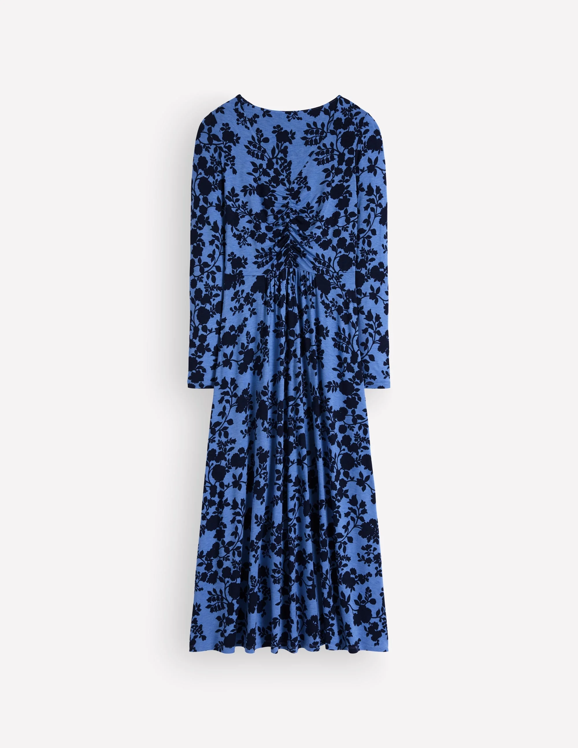 Jasmine Ruched Jersey Dress-Forget Me Not, Bouquet Breeze - 1