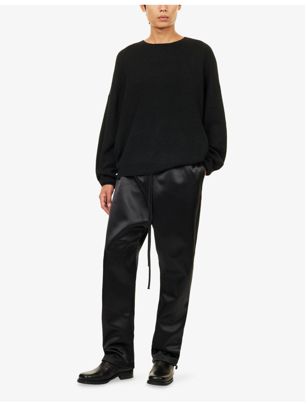 Waffle Long-Sleeve Knitted Jumper - 2