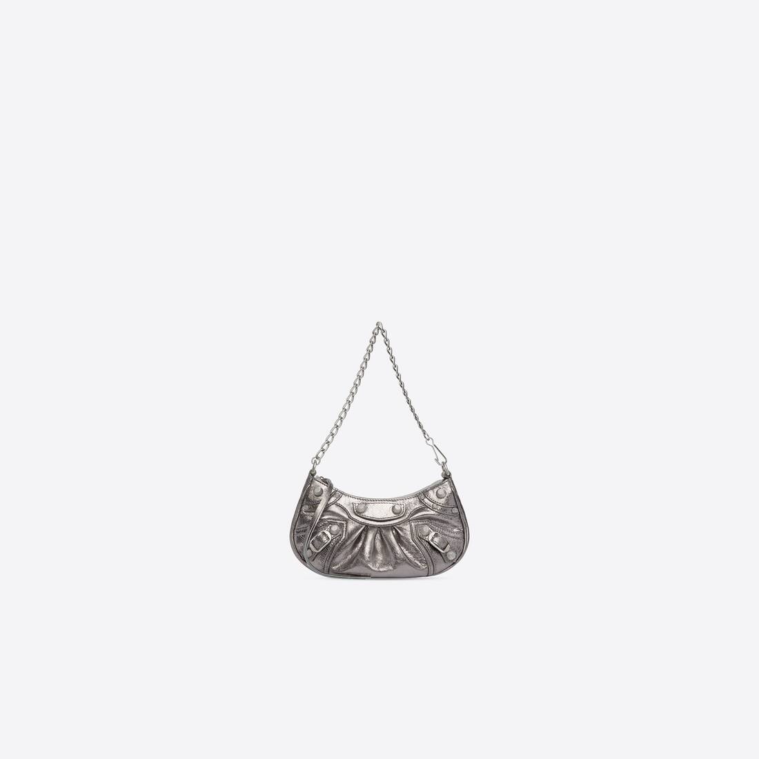 Women's Le Cagole Mini Purse With Chain Metallized in Silver - 1