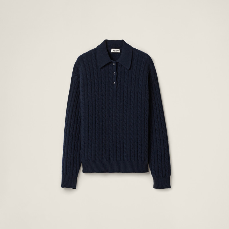 Cashmere knit polo shirt 1