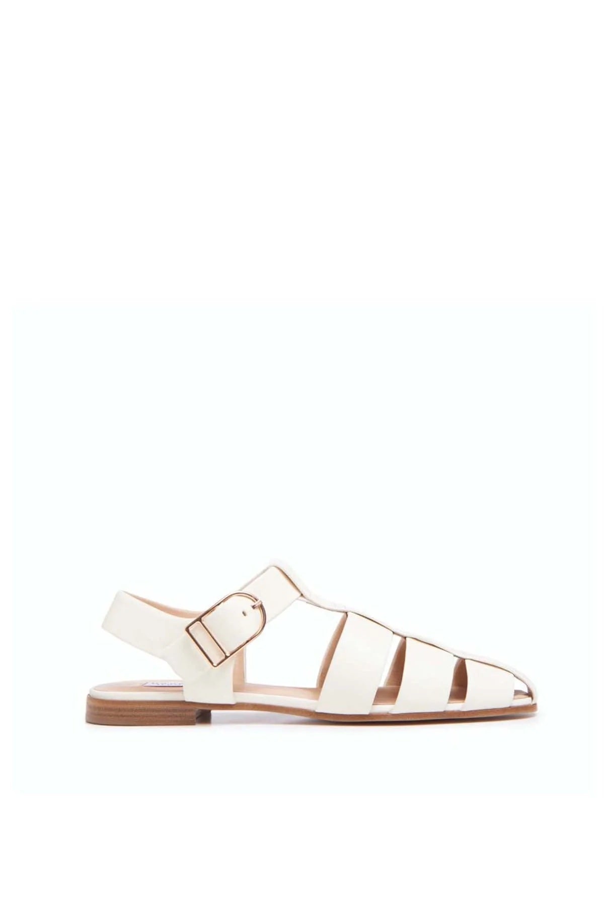 Lynn Flat Sandal in Cream Leather - 1