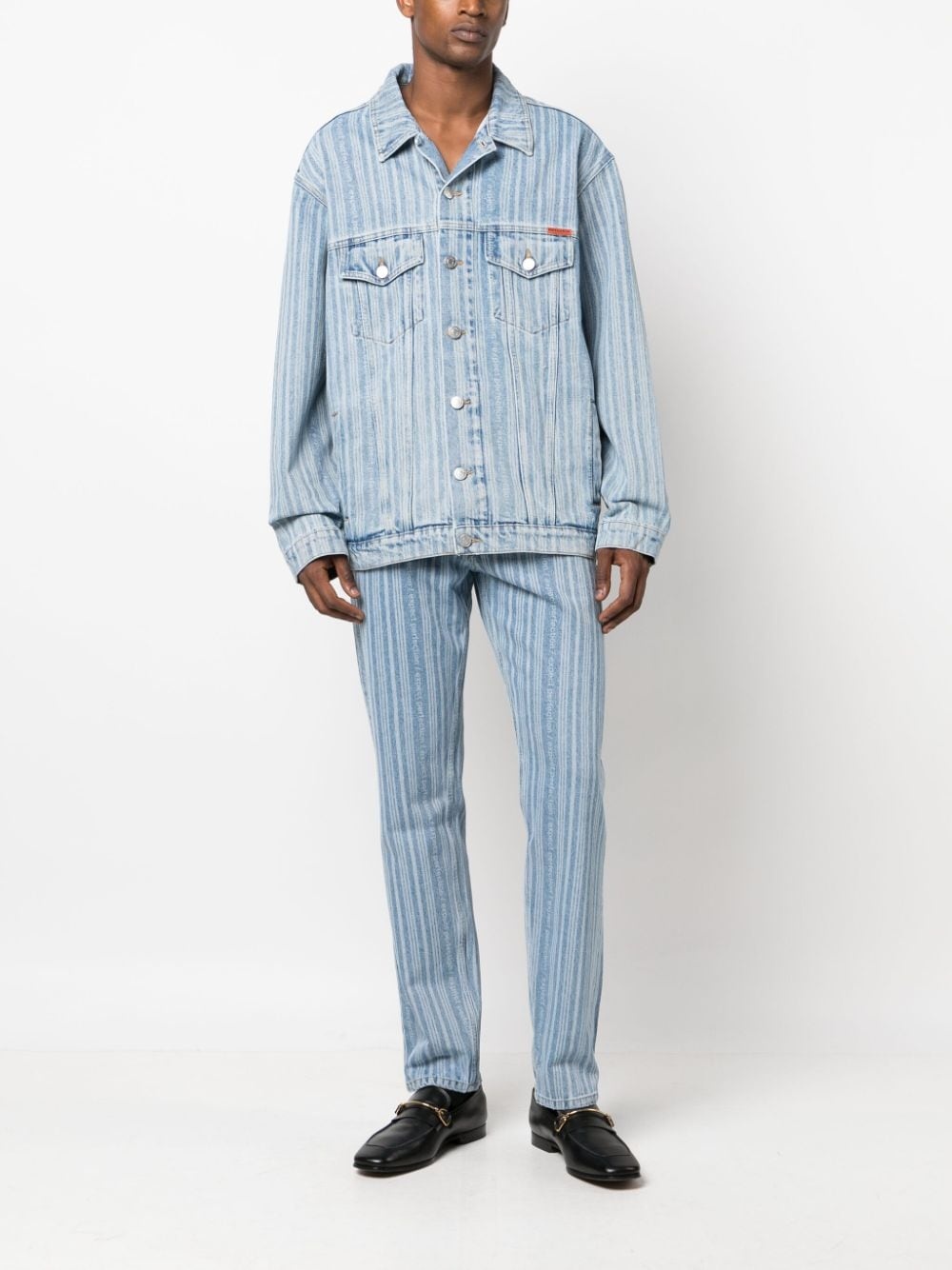 striped denim jacket - 2