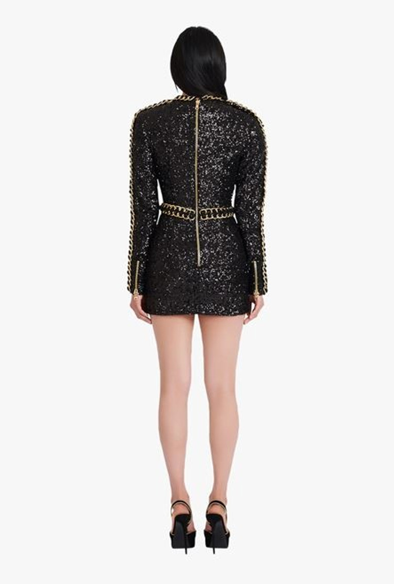Short black and gold embroidered dress 3