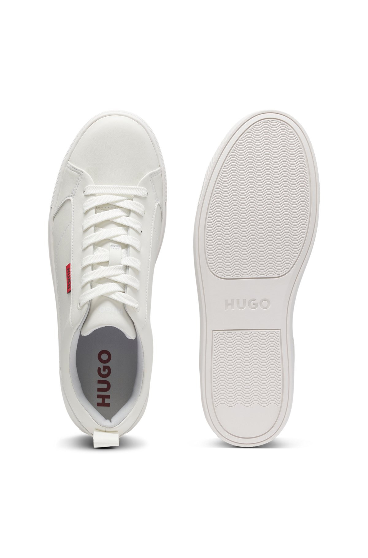 FAUX-LEATHER TRAINERS WITH RED LOGO FLAG - 4