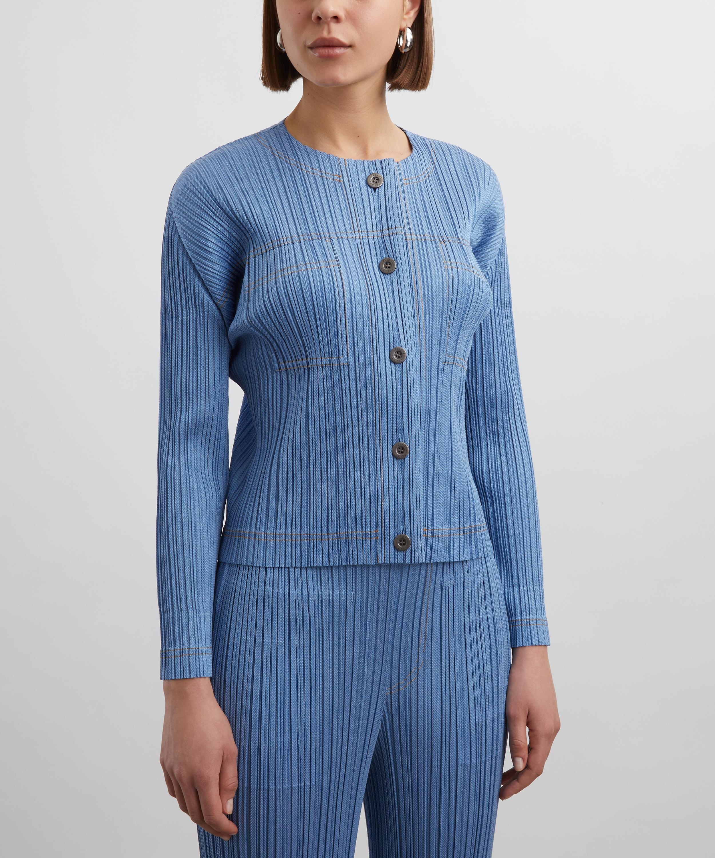 ジャケット・アウター PLEATS PLEASE ISSEY MIYAKE COTTON DENIM PLEATS PLEASE Denim Printed Stitch Jacket Size 4(K-134861