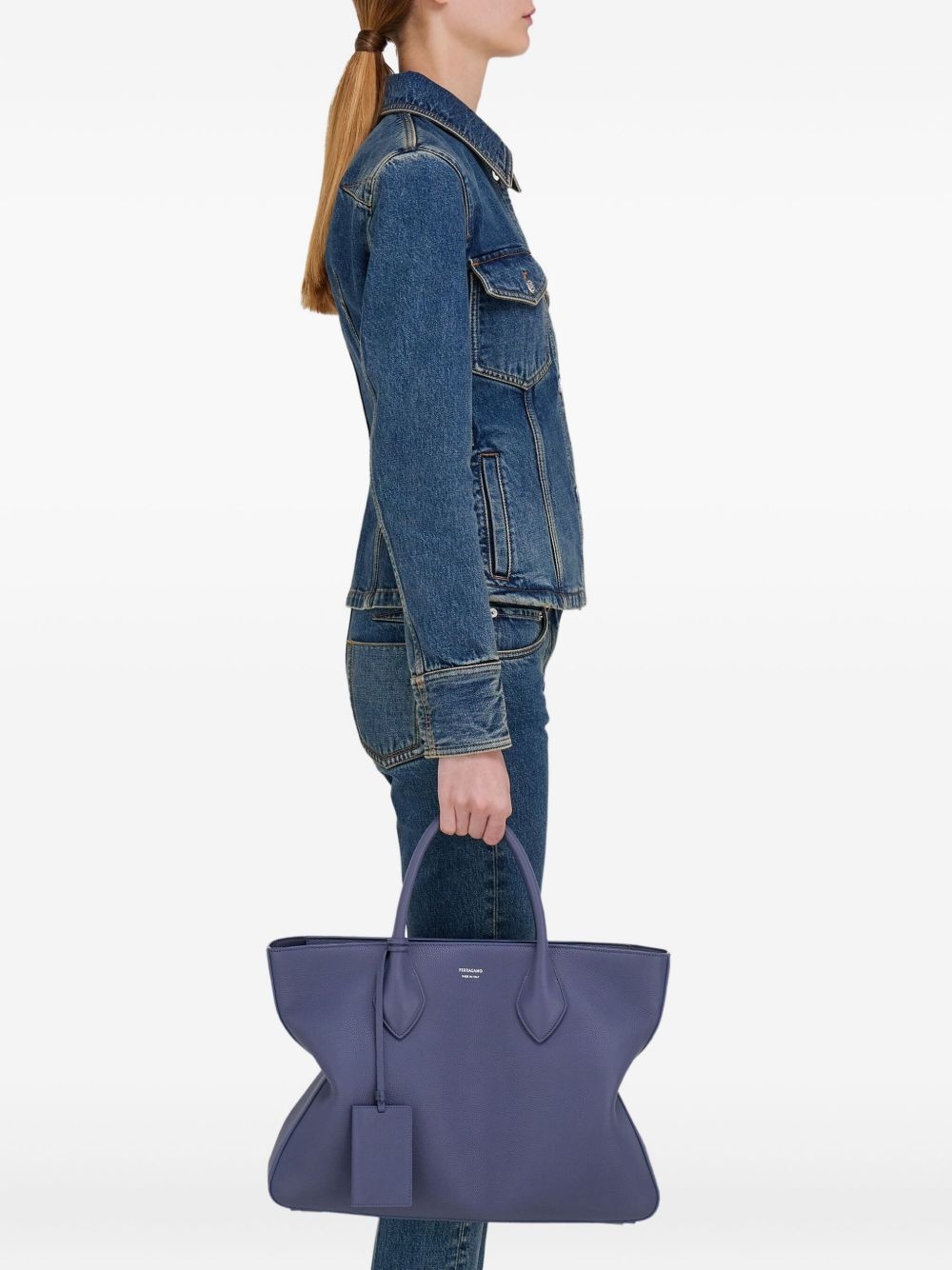 Monogram structured leather tote bag - 3