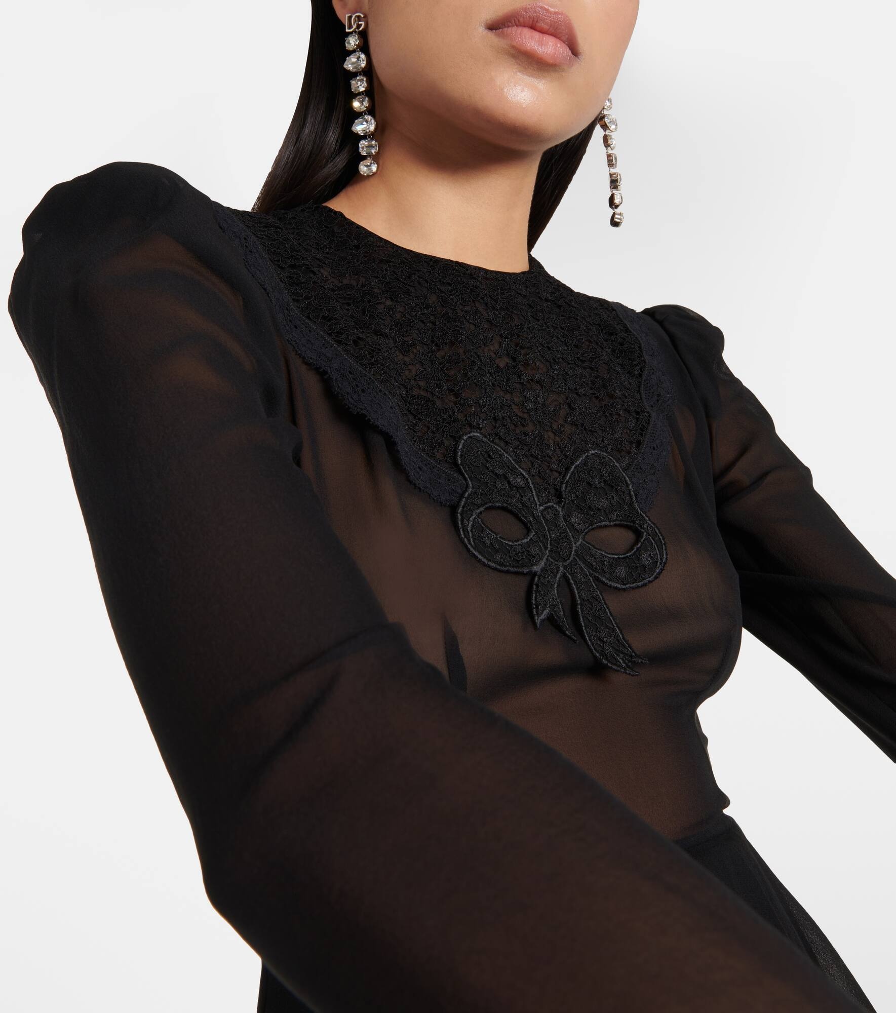 Silk georgette midi dress - 4