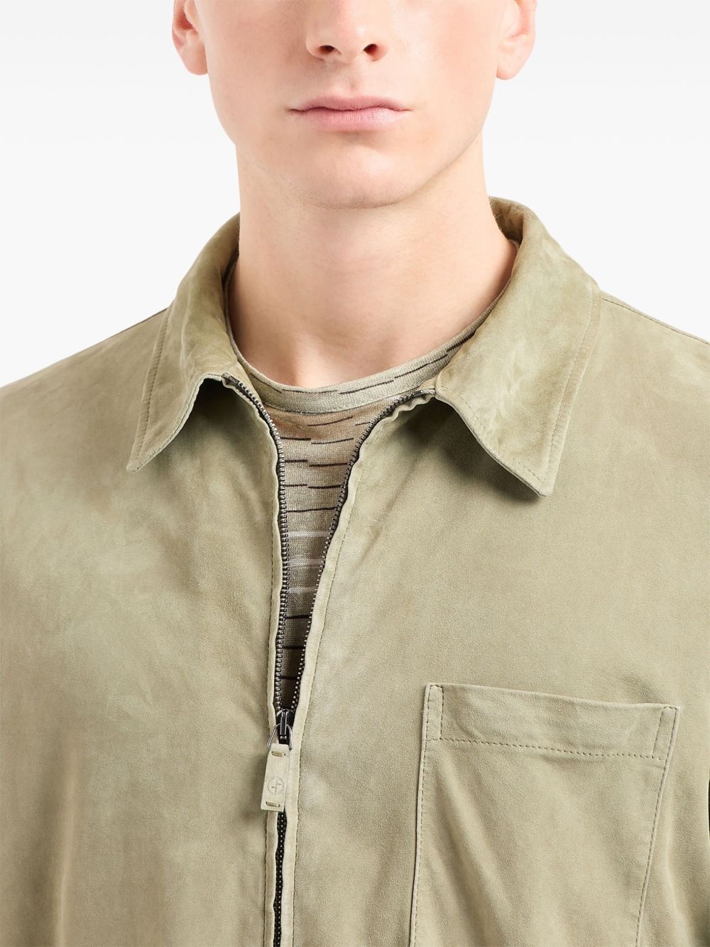 zip-up suede jacket - 5
