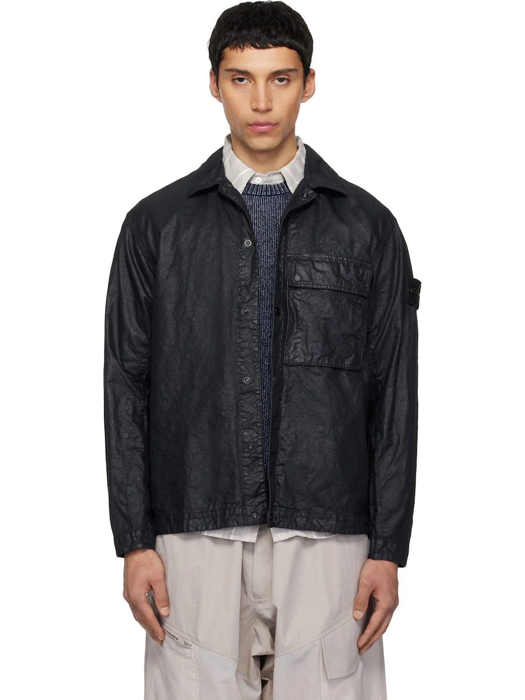 Black 1200003 Organic-Look Nylon Panama-TC Overshirt - 1
