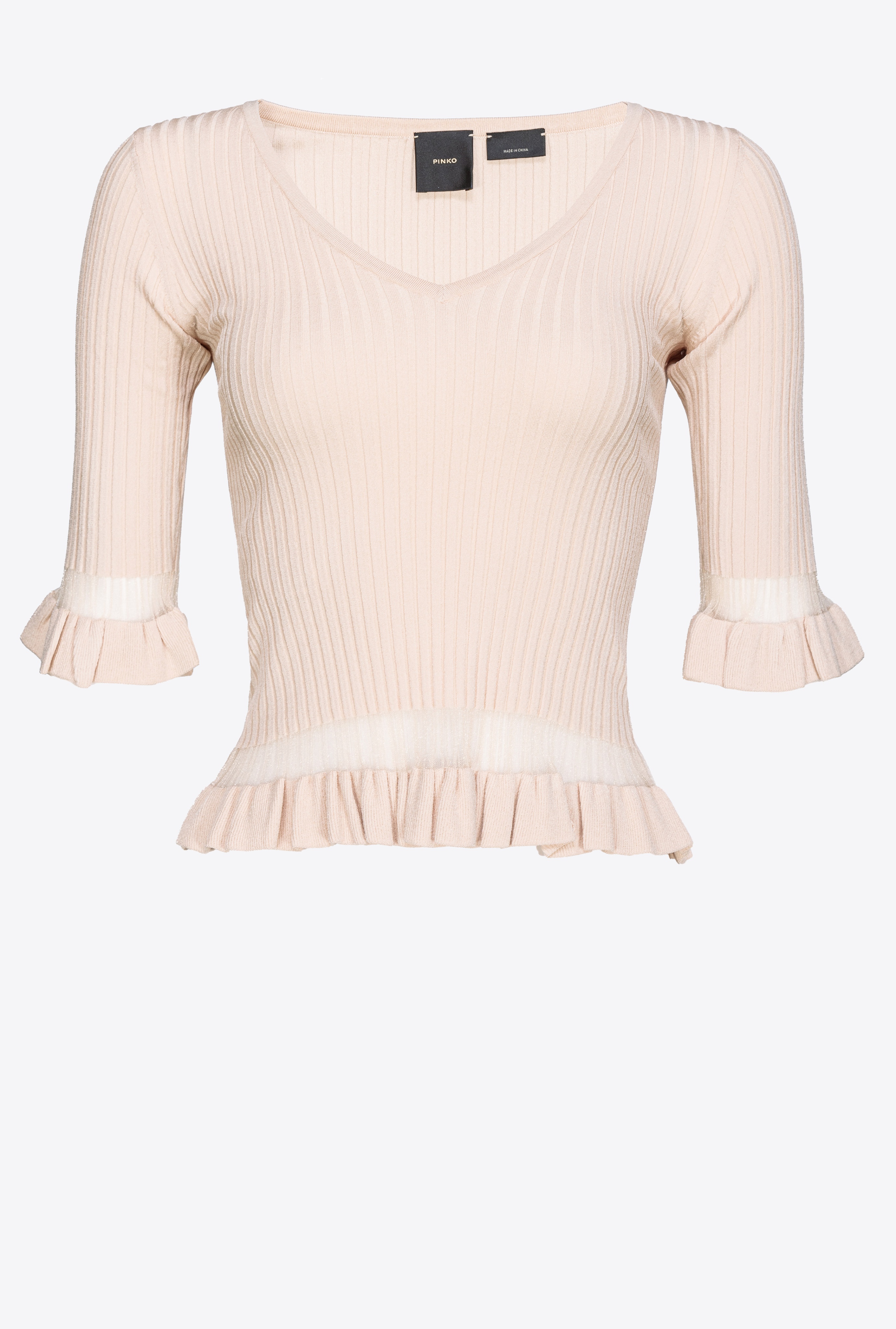 RIBBED SWEATER WITH RUCHING - 1