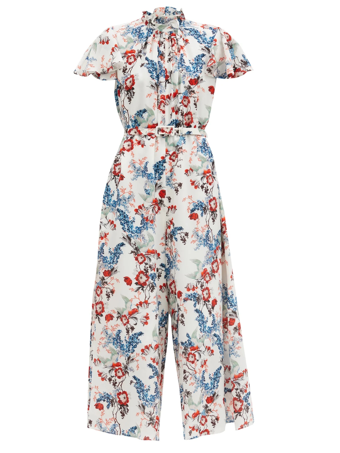 Ellamay belted Bird Blossom-print silk jumpsuit - 1