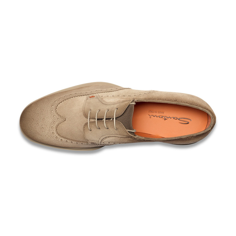 Men's beige suede Easy brogue lace-up 5
