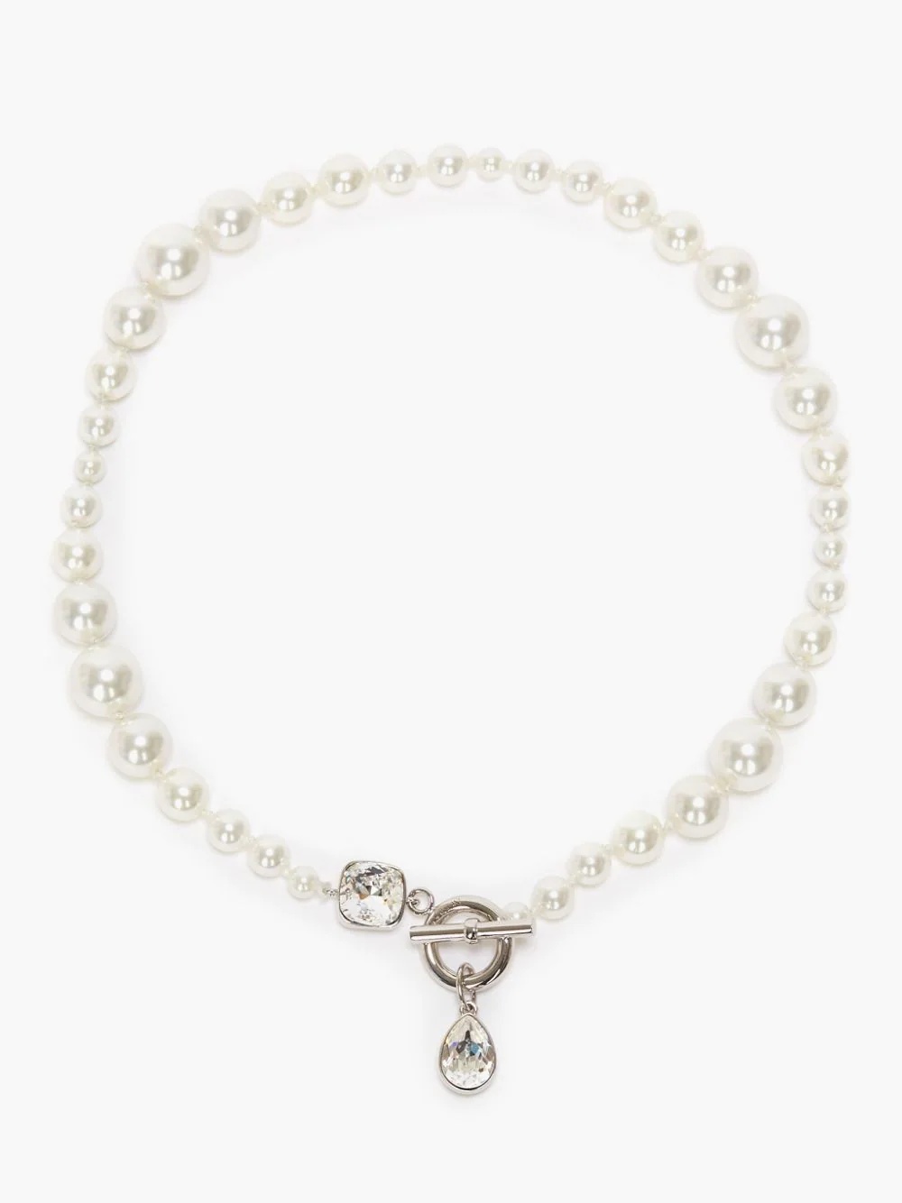 GRADUATED PEARL & CRYSTAL NECKLACE - 1