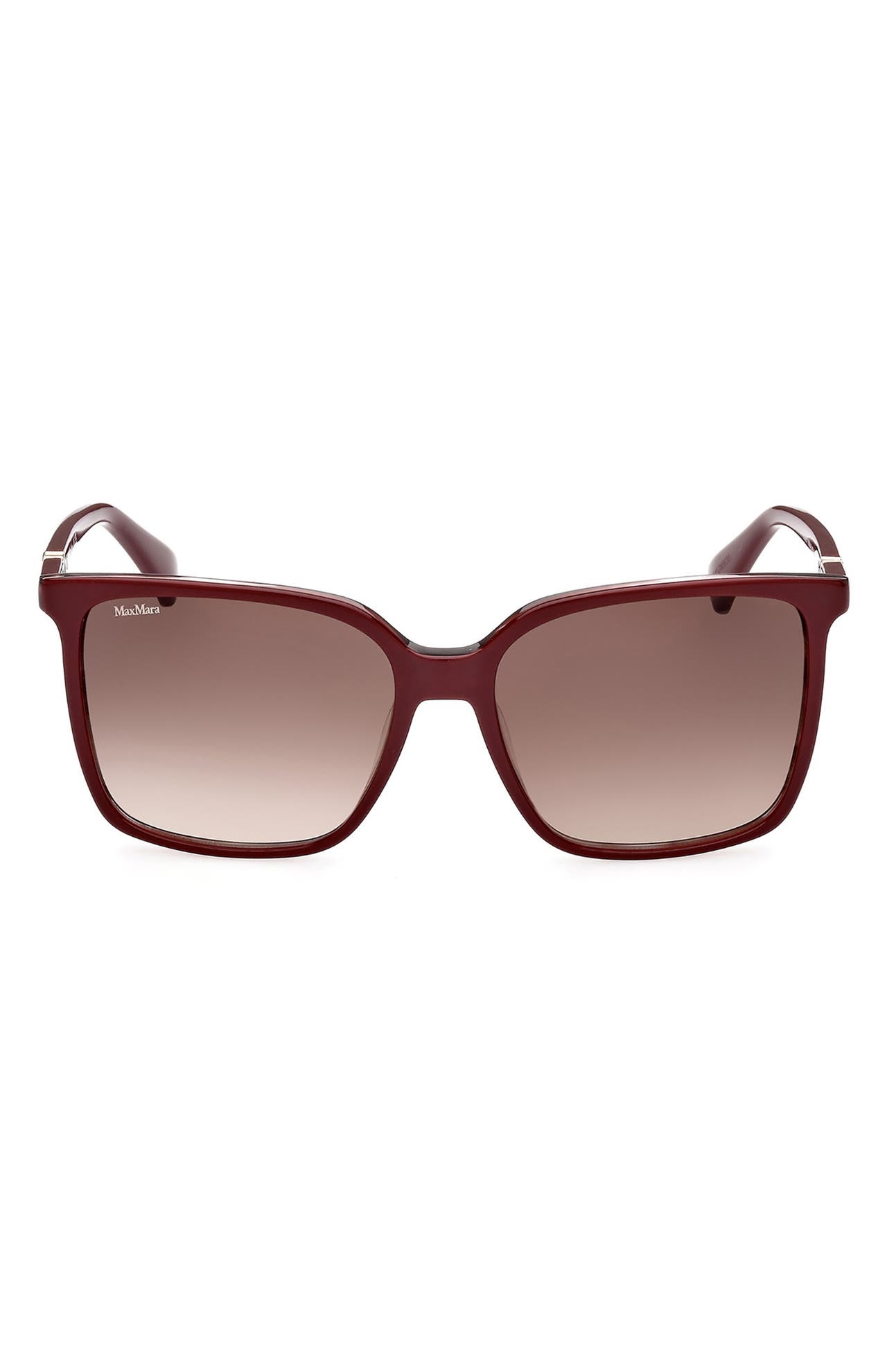 Max Mara 57mm Gradient Square Sunglasses in Shiny Bordeaux/Grad Bordeaux at Nordstrom - 1