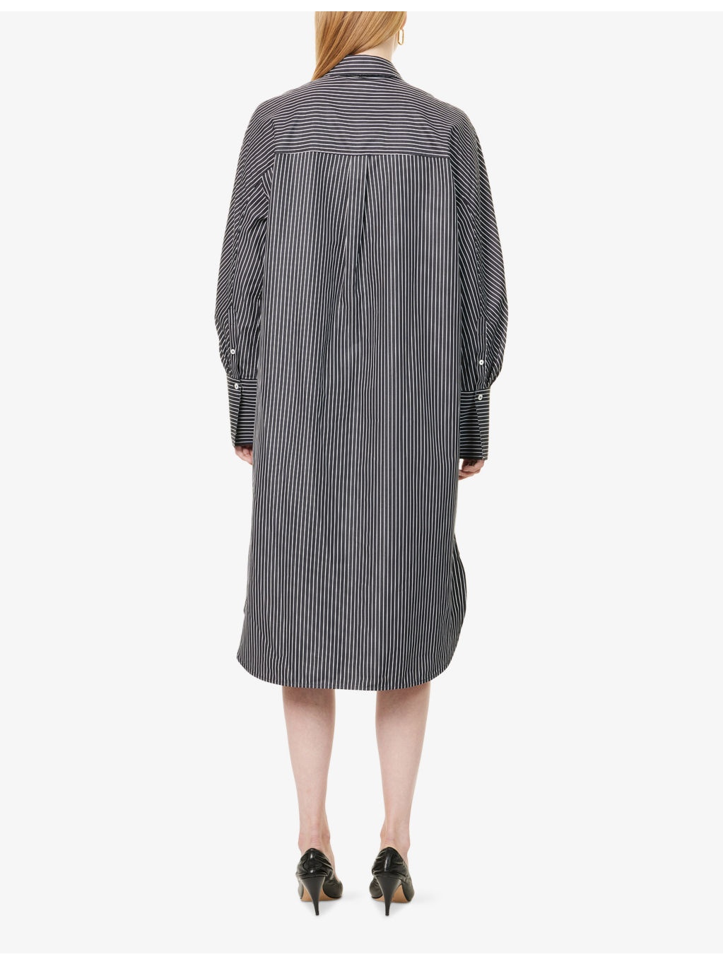 Striped Curved-Hem Cotton Shirt-Dress - 4