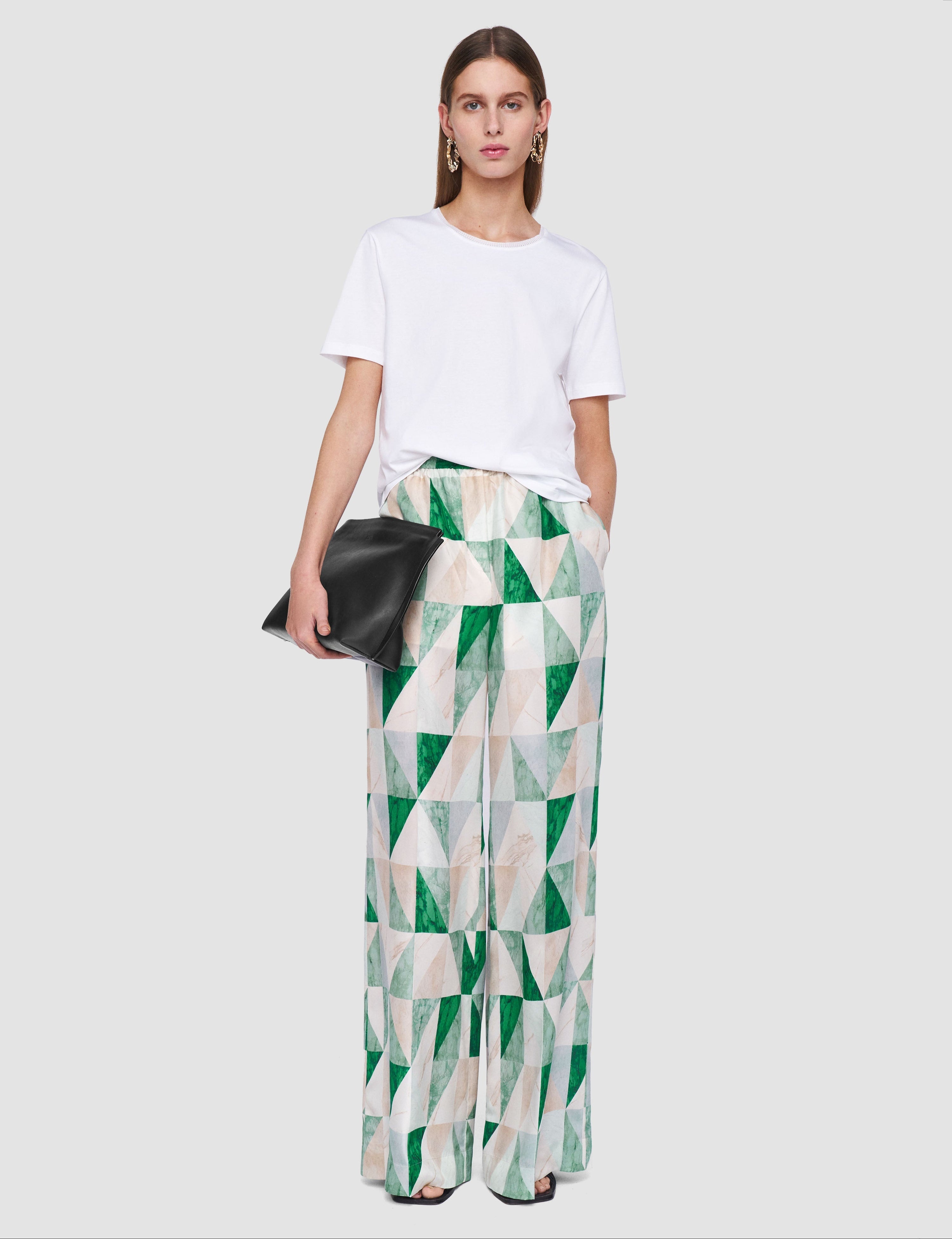 Thoresby Marble Print Silk Trousers - 2