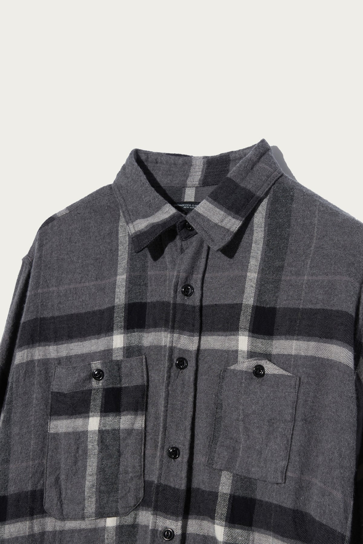 Work Shirt - Grey/Black Cotton Brushed Big Plaid - 3