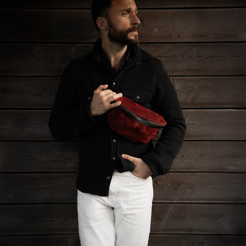NEW BEAT BELT BAG / SUEDE - DARK BURGUNDY 5
