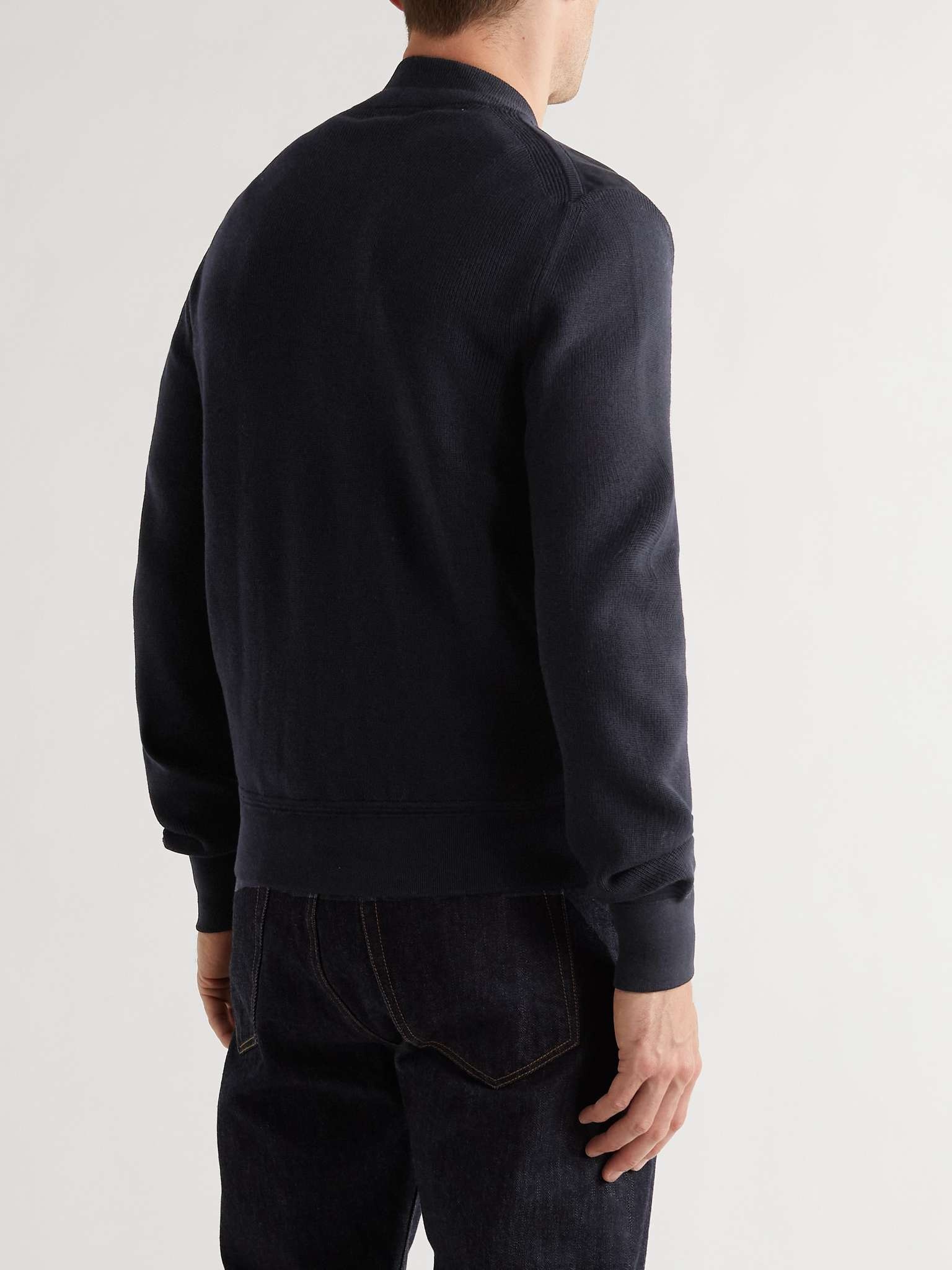 Merino Wool and Suede Zip-Up Cardigan - 4