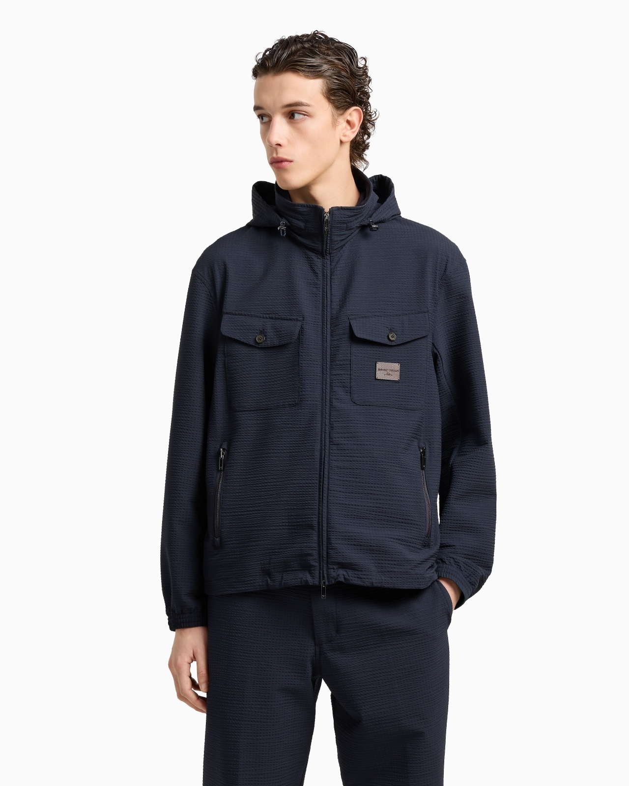 NYLON SEERSUCKER FULL-ZIP BLOUSON - 4