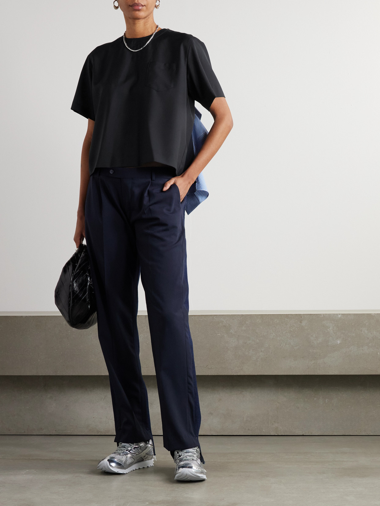 Cotton-blend Poplin-paneled Jersey Top - 2