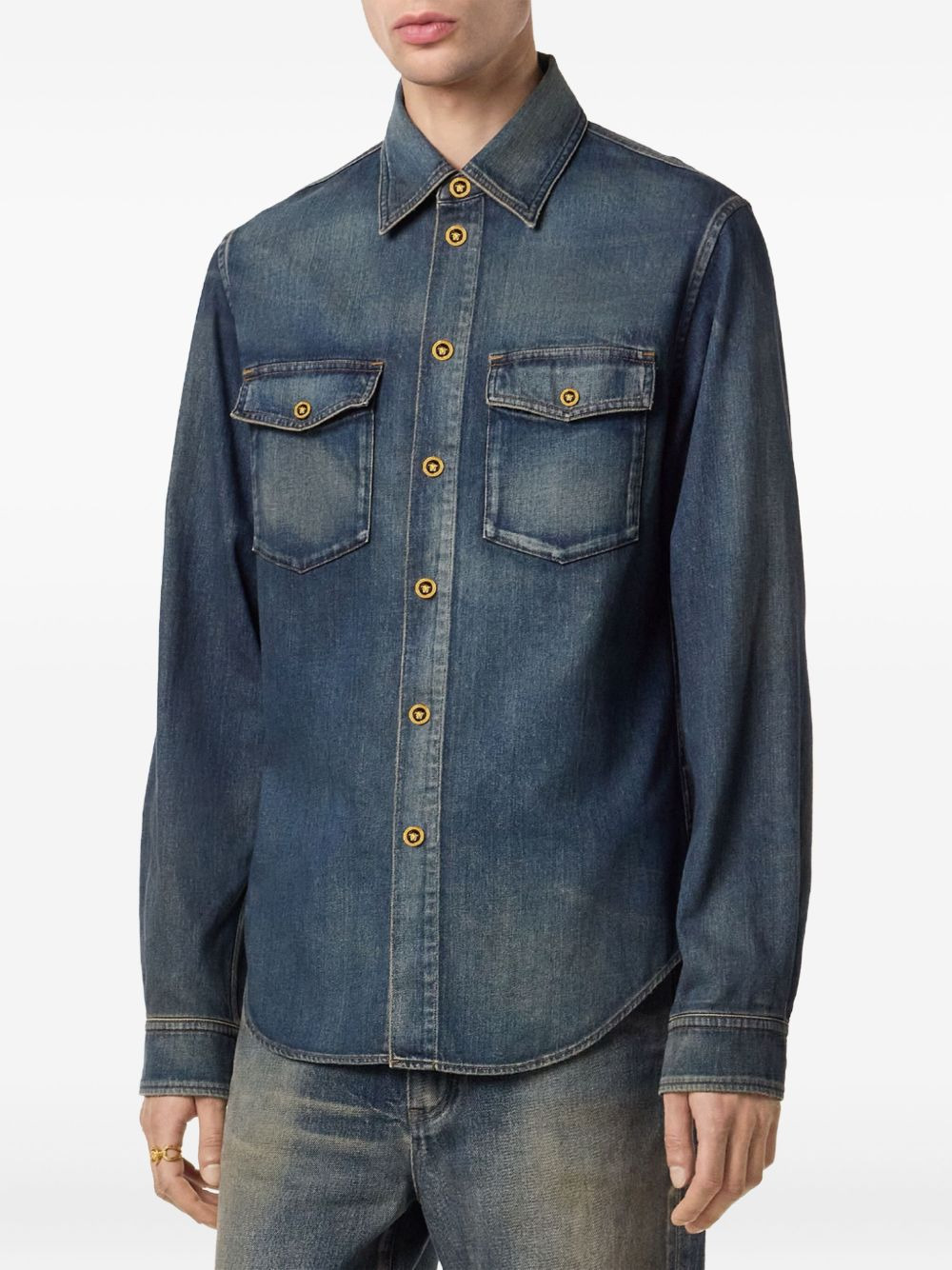 double-pocket denim shirt - 3