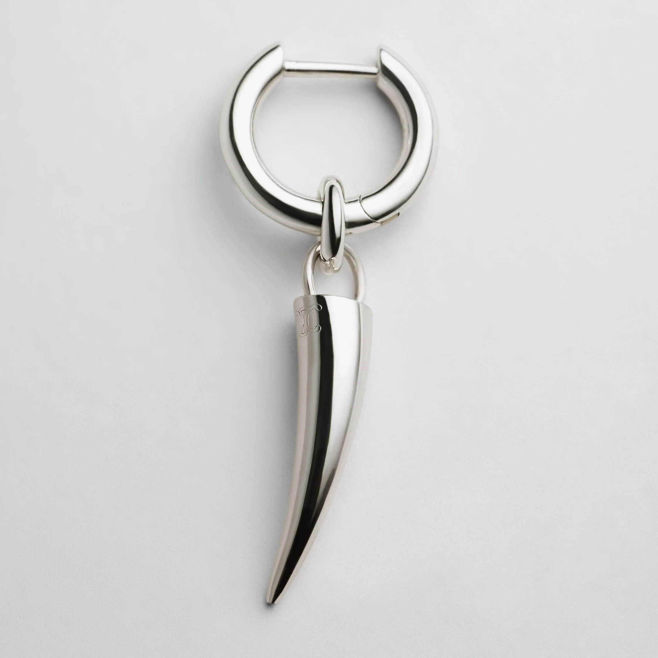 CELINE CHARMS HORN EARRING IN BRASS WITH RHODIUM FINISH - 1