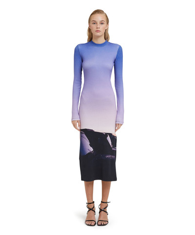 MSGM Ribbed jersey dress with "Tanzanian purple sky" print outlook