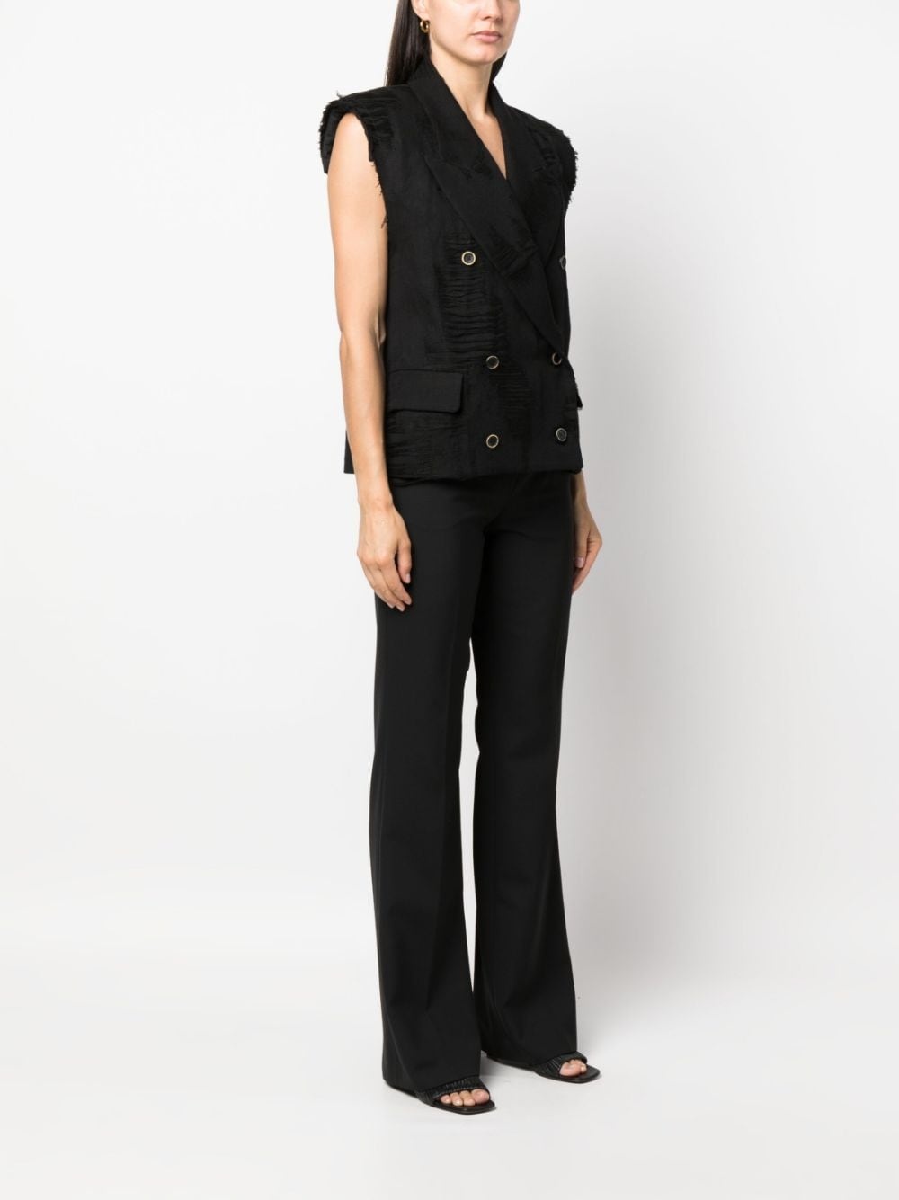 deconstructed backless double-breasted waistcoat - 3