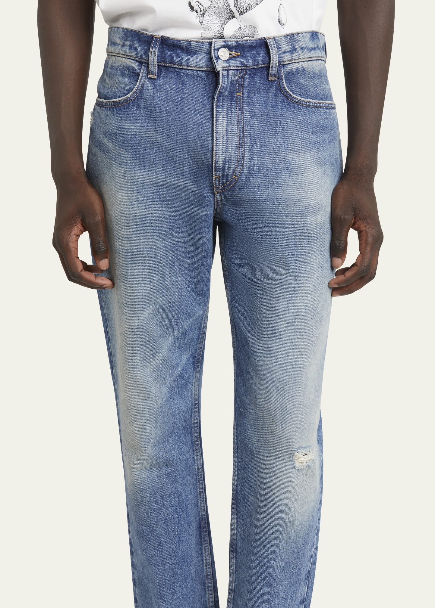 Men's Faded Straight-Leg Jeans - 5