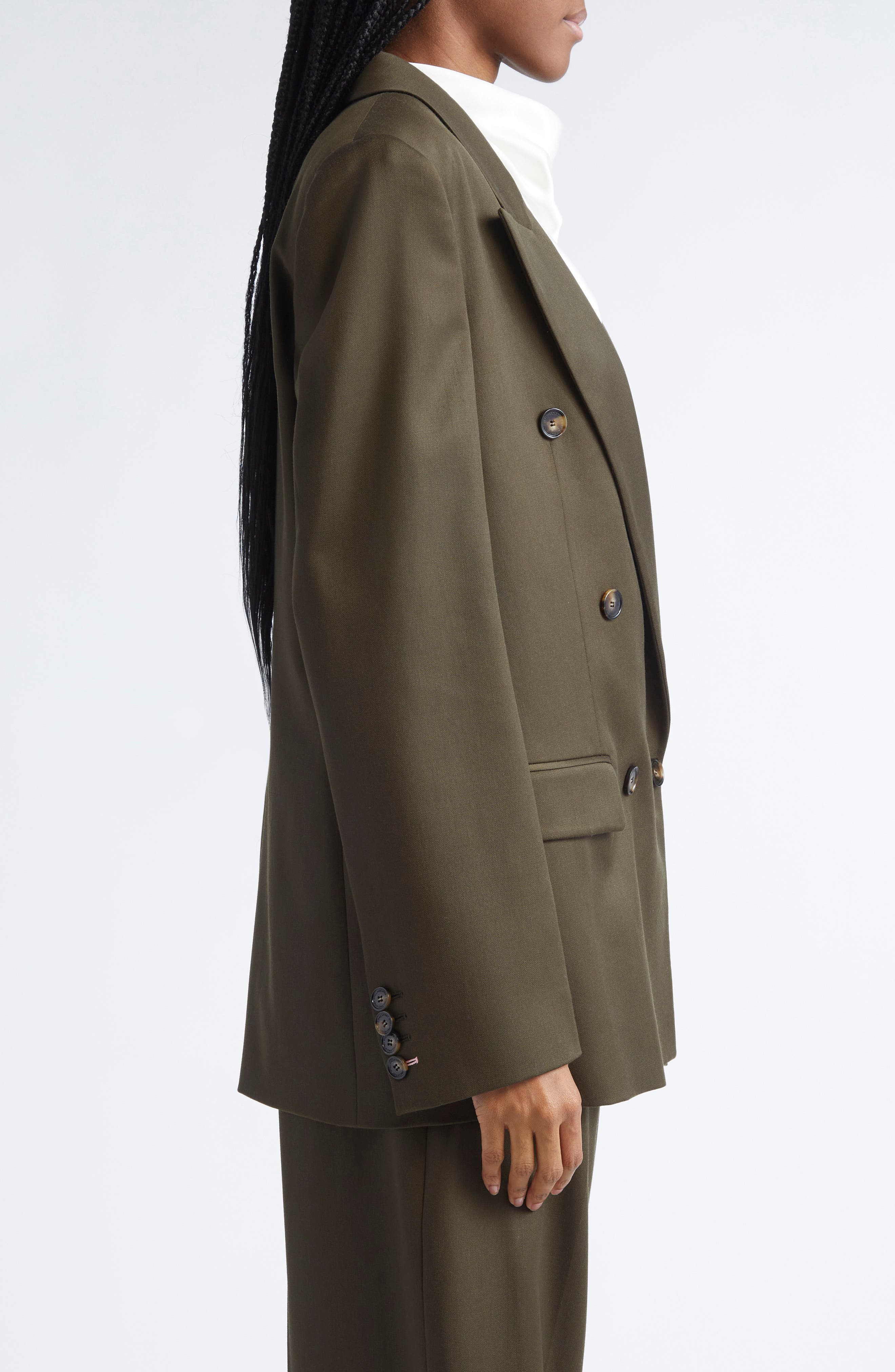 Stella McCartney Iconic Double Breasted Blazer in Khaki at Nordstrom - 3
