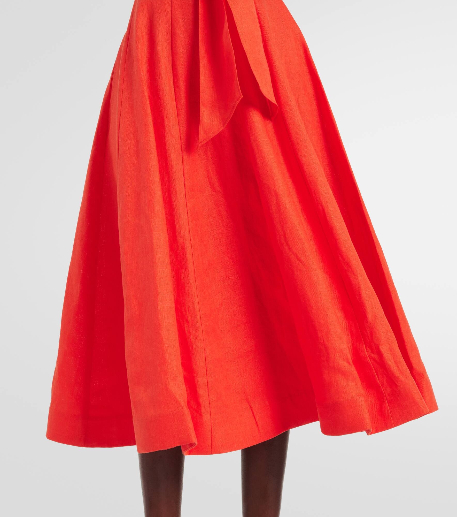 Crush bow-detail linen midi dress - 6