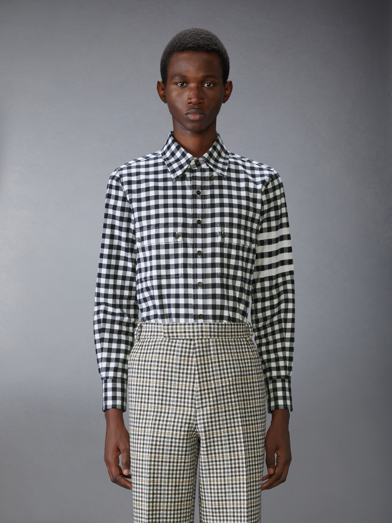 Thom Browne GINGHAM CHECK FLANNEL 4-BAR UTILITY SHIRT outlook
