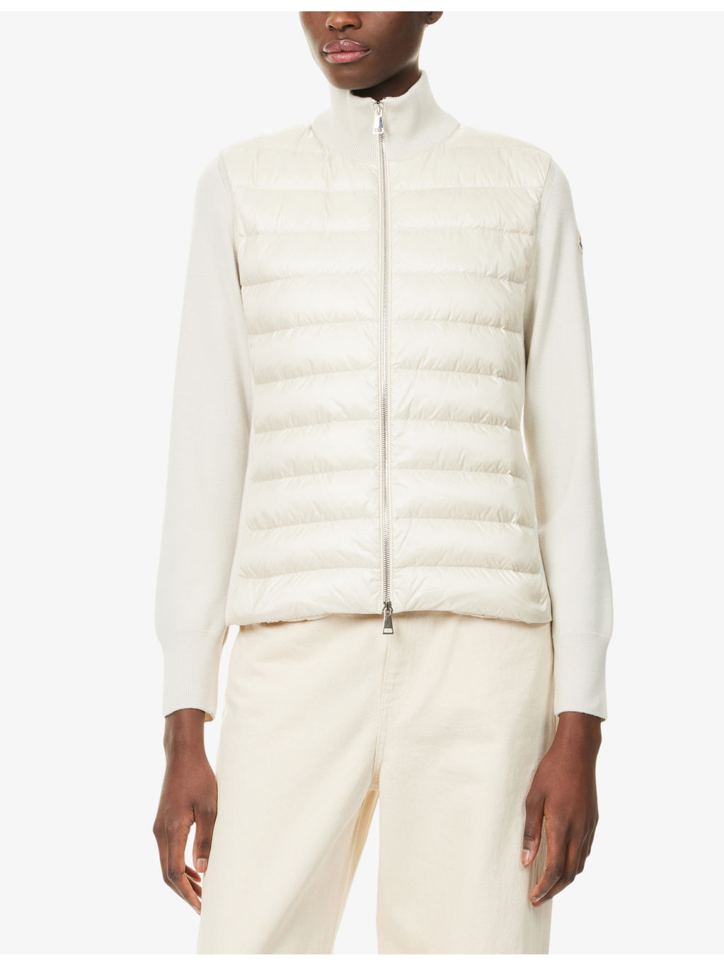 Logo-Badge Padded Zip Wool and Nylon Cardigan - 3