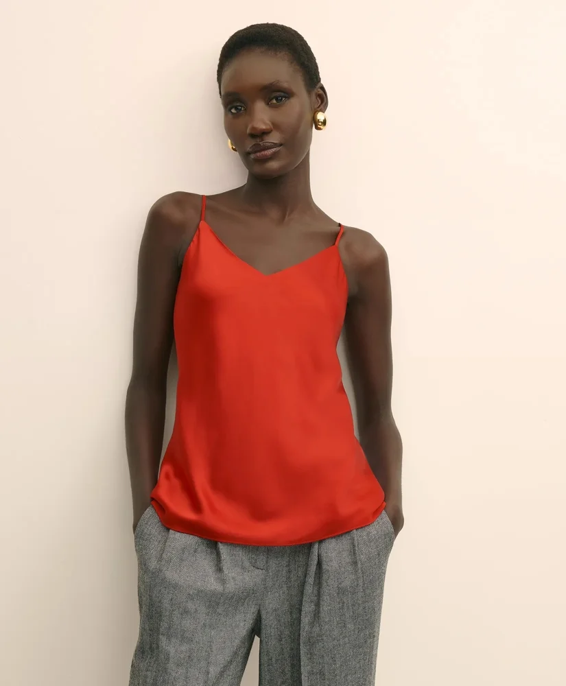 V-Neck Cami in Washable Silk Charmeuse - 1