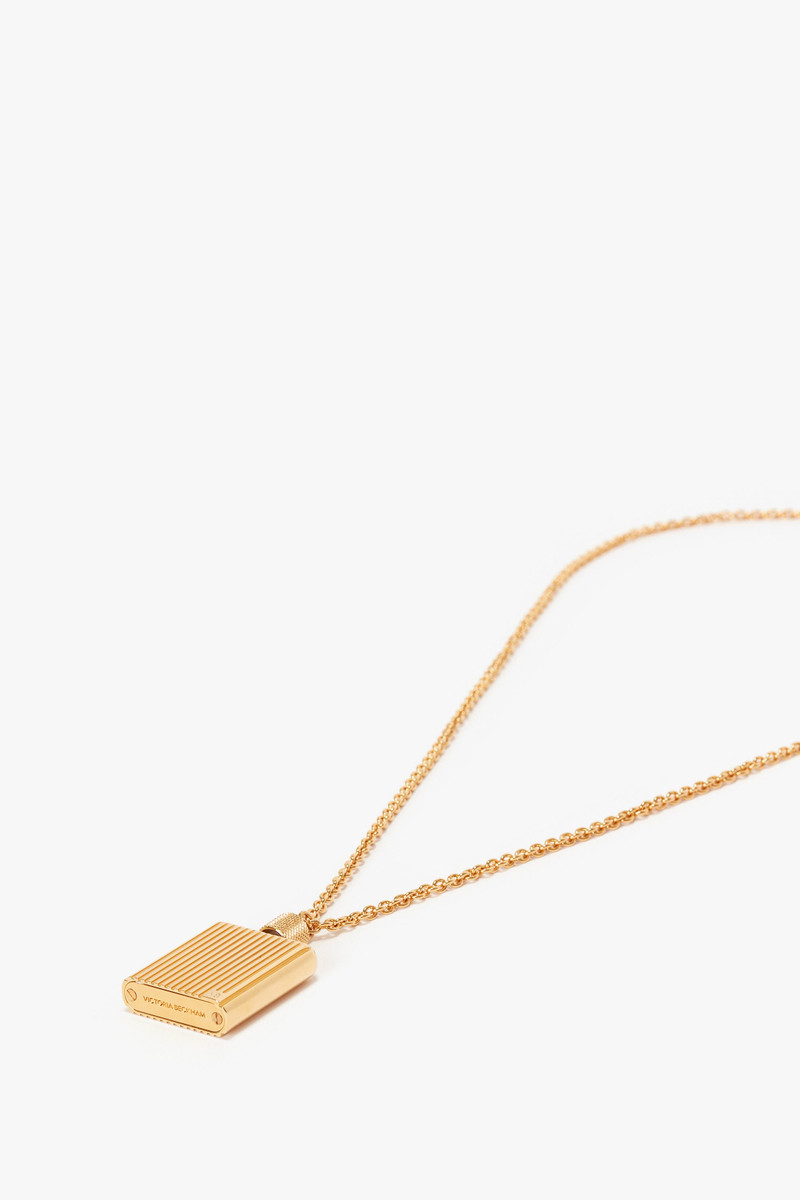 Exclusive Perfume Bottle Necklace In Brushed Gold 4