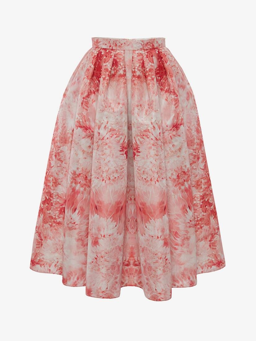 Sea Coral Pleated Midi Skirt in Coral - 1