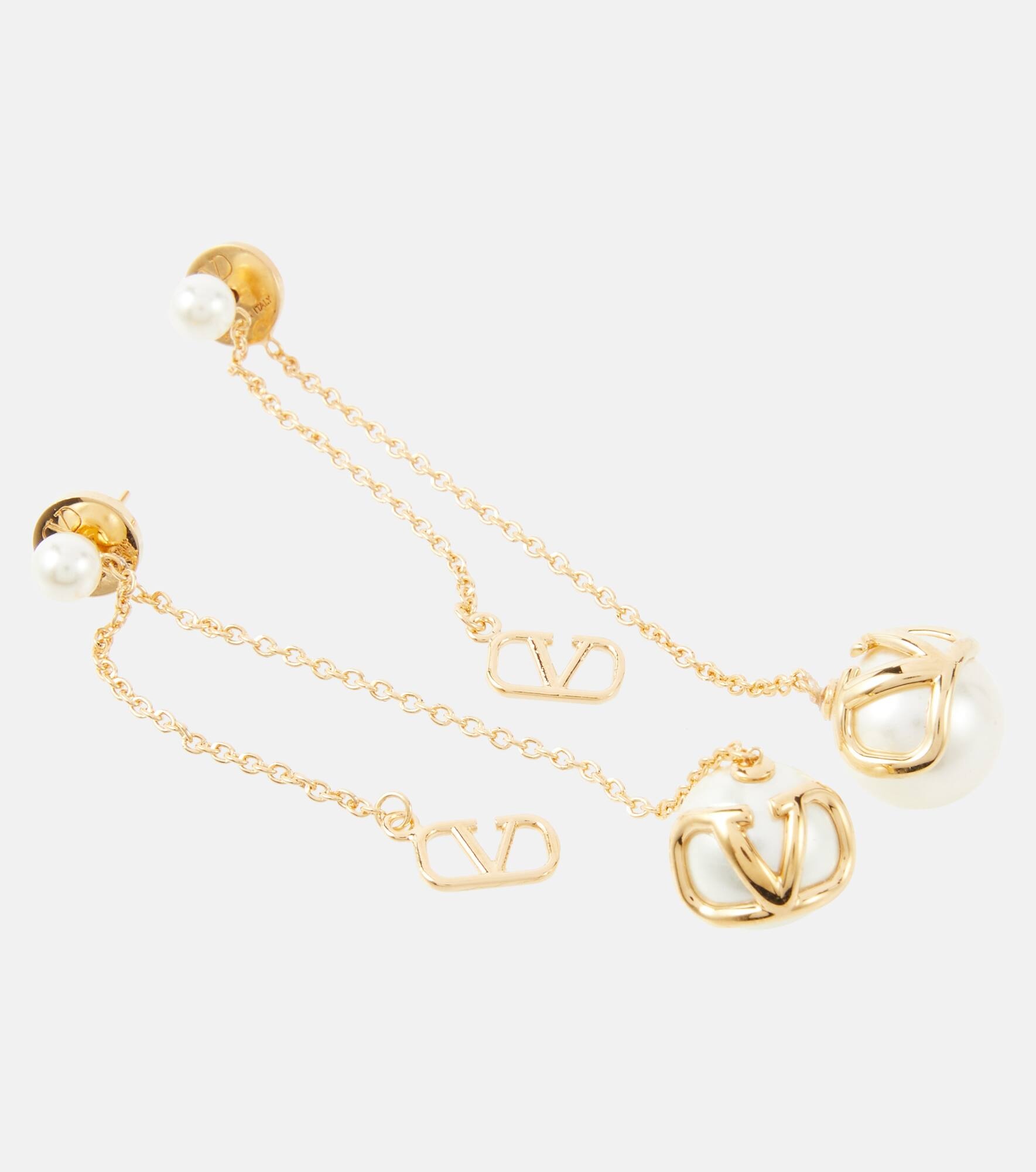 VLogo Signature faux pearl earrings - 4