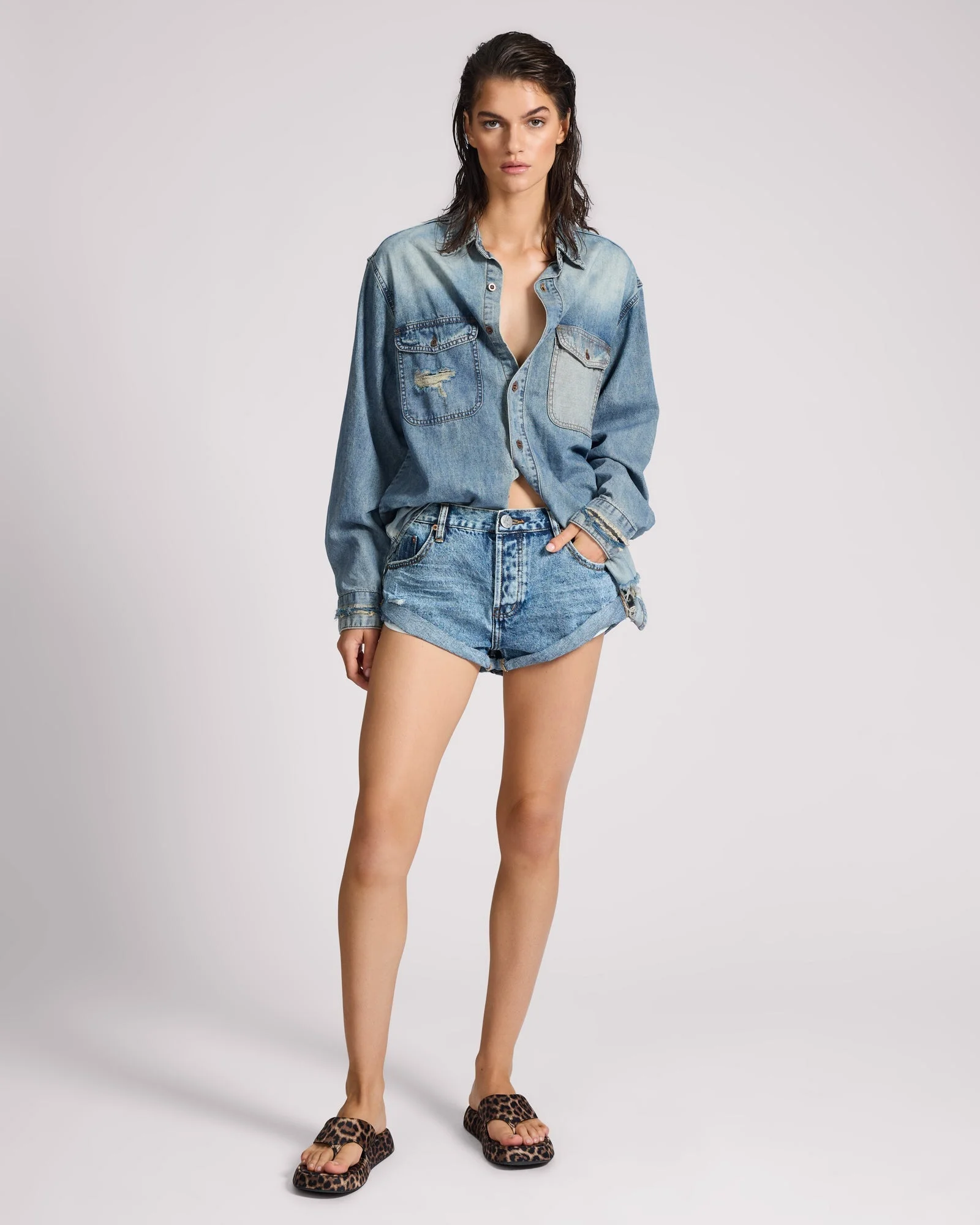 Bandits Low Waist Denim Shorts - Hollywood Blue - 1