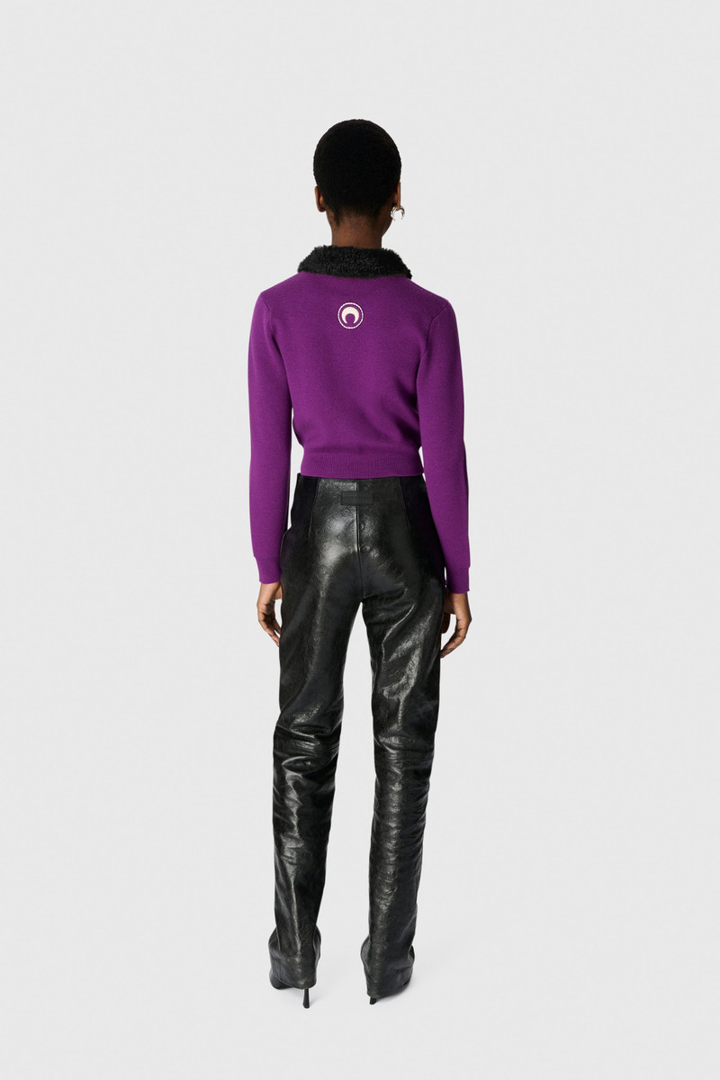 Marine Serre Merino Wool Knit Cropped Cardigan outlook