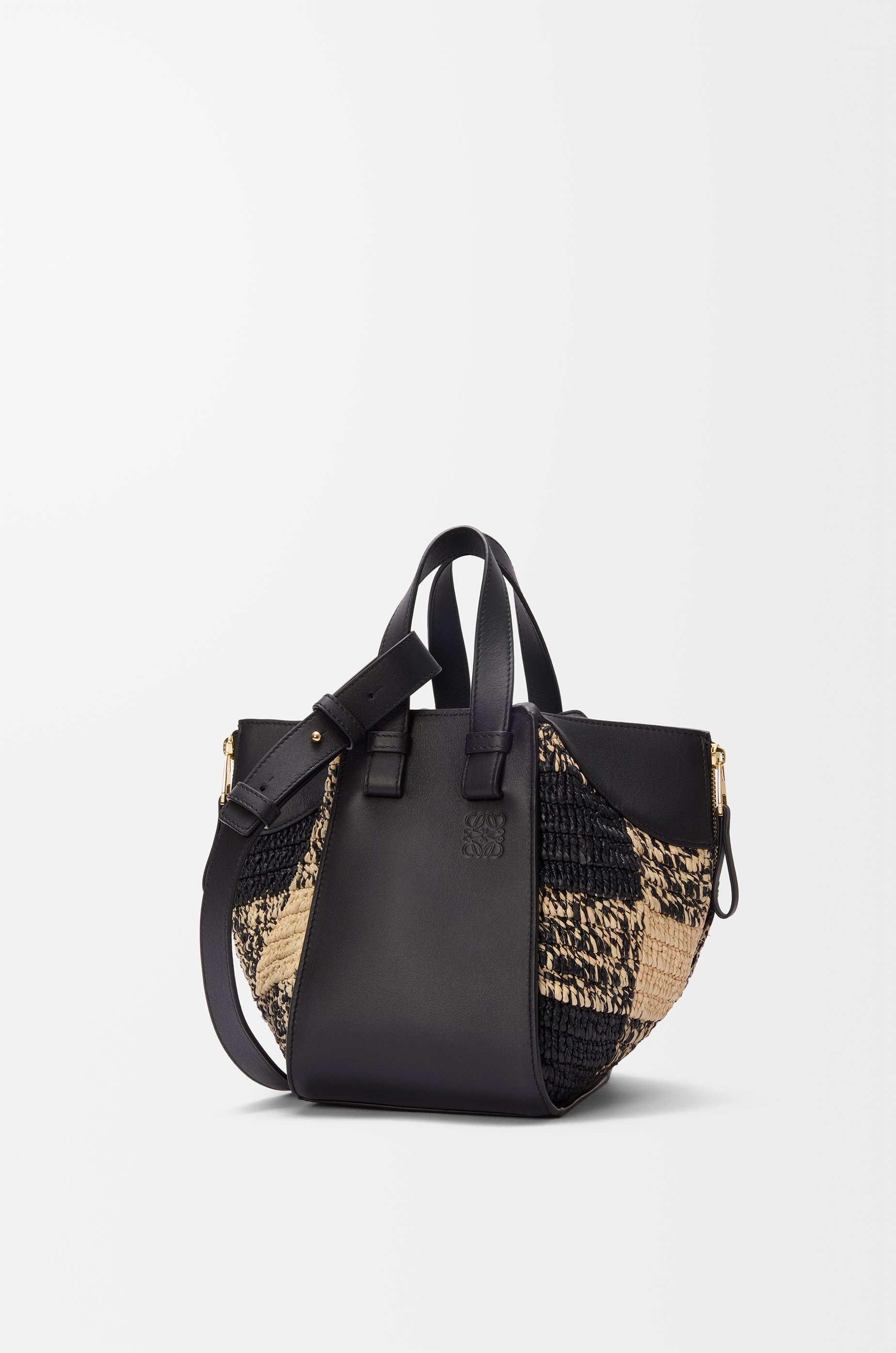 Compact Hammock bag in raffia and calfskin - 4