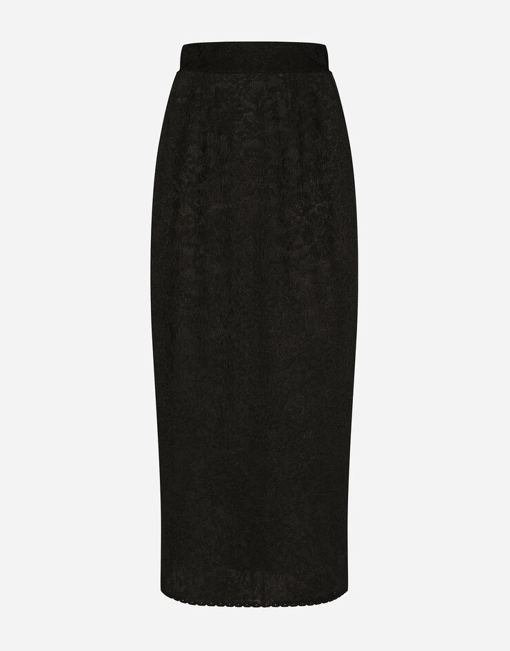 Lace-stitch calf-length skirt - 1